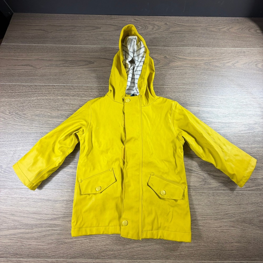 MIni Boden Kids Yellow Waterproof Hooded Rain Jacket Lined Classic Preppy 2-3